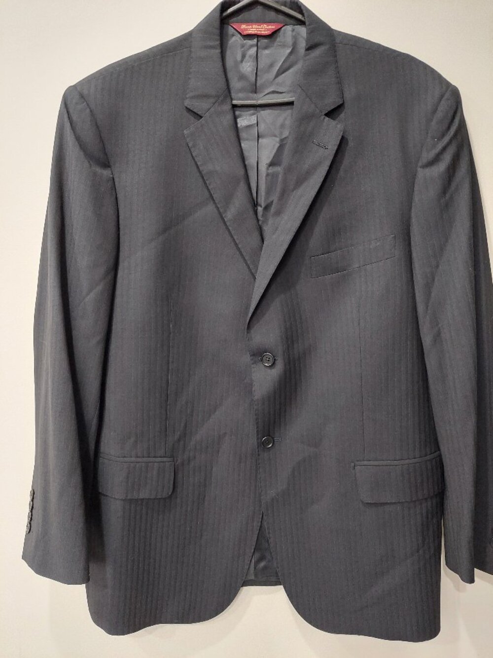 Ponto Uomo Couturer Italian-made Men's 46R suit jacket Coral Pinstripe 100% Wool